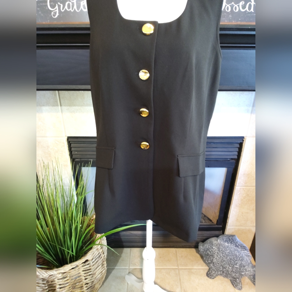 New York & Company Black Vest with Gold Buttons - Picture 6 of 7